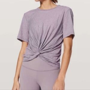Lululemon Heathered Lavander Crescent Twist Short Sleeve Tee Size 4